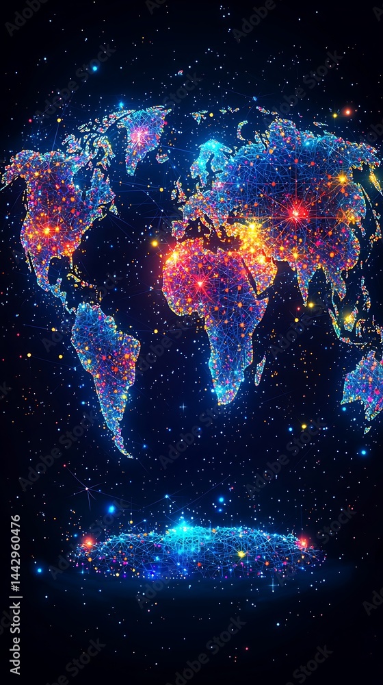 © Bagas - Glowing world map, constellation