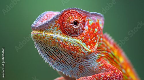 close up of a chameleon, 
Panther chameleon portrait, colorful chameleon