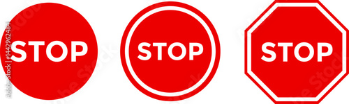 Stop icons. Warning symbol. traffic symbol. regulatory warning sign. no trespassing

