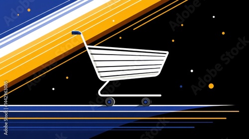 Minimalist Digital Shopping Cart Illustration