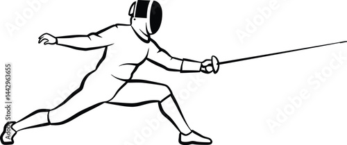 Minimalist Fencer in Attack Position