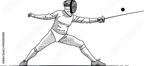 Minimalist Black and White Fencing Vector