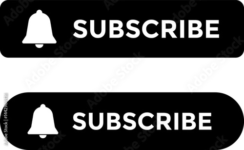 Subscribe buttons. Social media notification template. YouTube channel. Bell Alert. Subscription Button