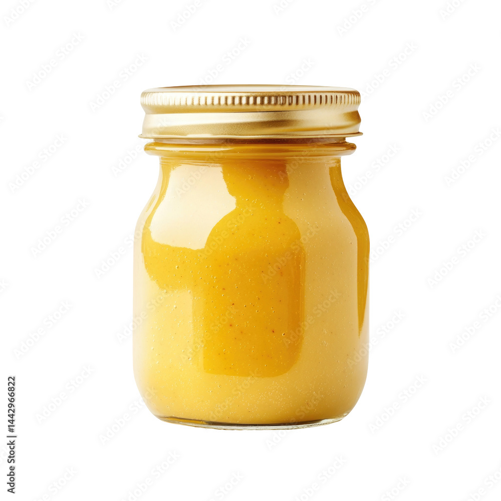 Glass Jar Of Honey Mustard Sauce isolated on a transparent background Glass Jar Of Honey Mustard Sauce isolated on a transparent background