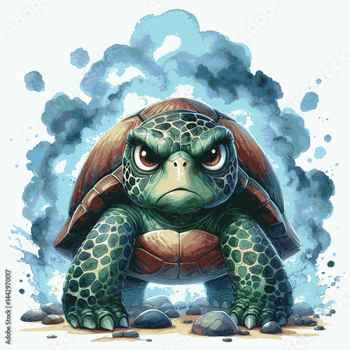 Slow Burn Current turtle angry isolated watercolor vector illustration svg 