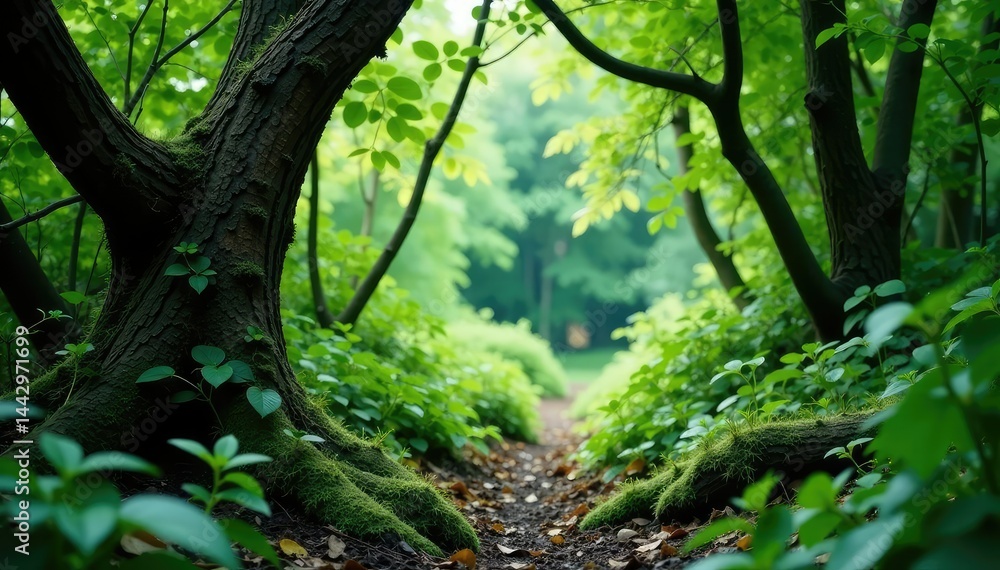 Obraz premium Overgrown and tangled branches in dense thicket, thorny bush, organic, foliage