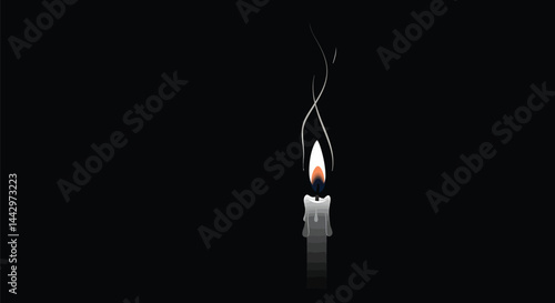 Burning Candle in Darkness - Minimalist Vector