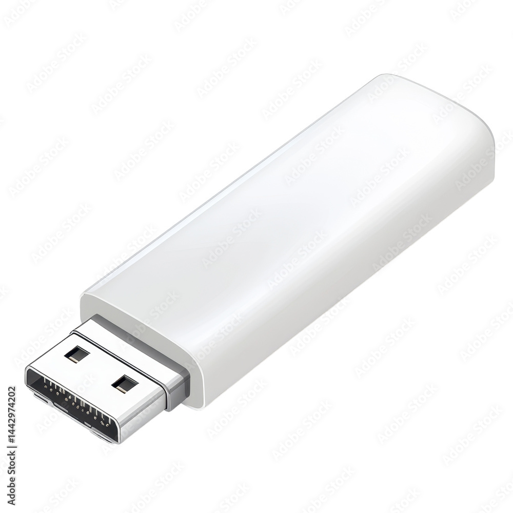 A white rectangular flash drive, likely a USB, with a rectangular shape and digital connection ports. A white rectangular flash drive, likely a USB, with a rectangular shape and digital connection ports.