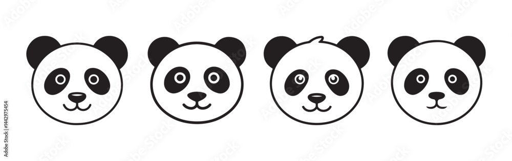 Panda head silhouette. Panda head logo icon. Vector illustration eps 10 Panda head silhouette. Panda head logo icon. Vector illustration eps 10