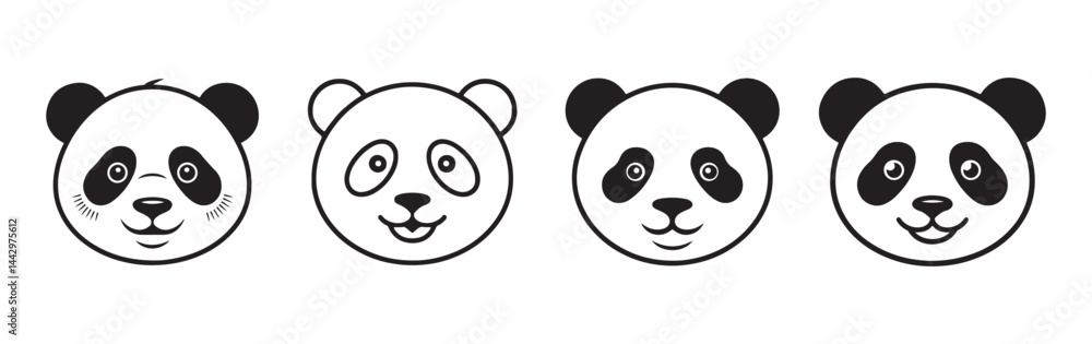 Panda head silhouette. Panda head logo icon. Vector illustration eps 10 Panda head silhouette. Panda head logo icon. Vector illustration eps 10
