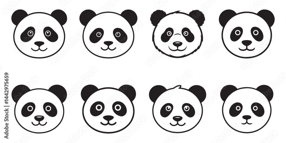 Panda head silhouette. Panda head logo icon. Vector illustration eps 10 Panda head silhouette. Panda head logo icon. Vector illustration eps 10