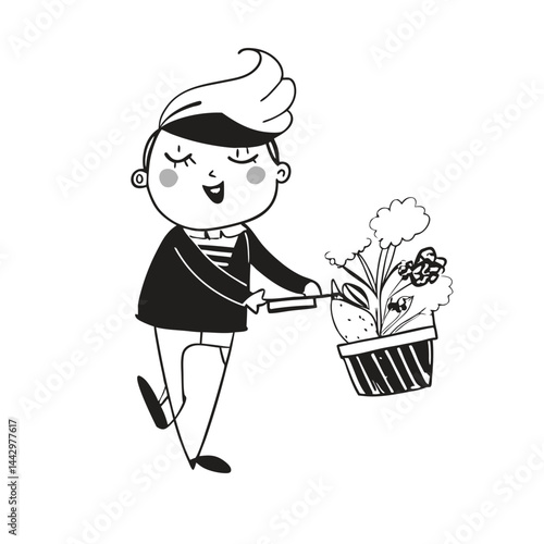 girl with flower