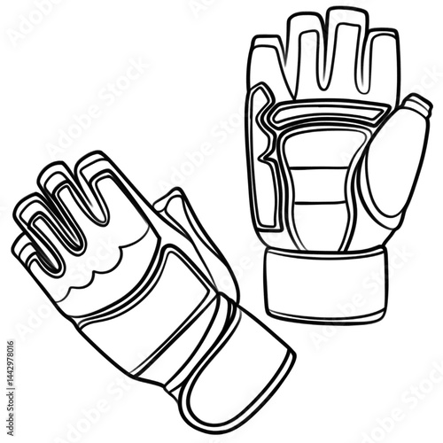 Taekwondo Equipment hand protector outline Illustration