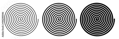 vector abstract Archimedean spiral set. Clip art isolated on transparent background.