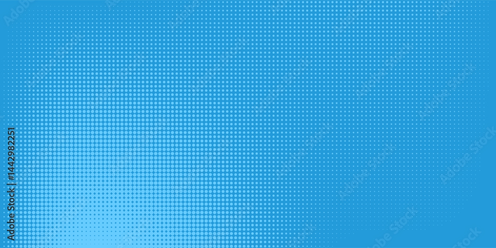 Halftone dots on blue background. Comic pop art style blank layout. Template design for comic book, presentation, sale or web banner. Vector illustration Halftone dots on blue background. Comic pop art style blank layout. Template design for comic book, presentation, sale or web banner. Vector illustration