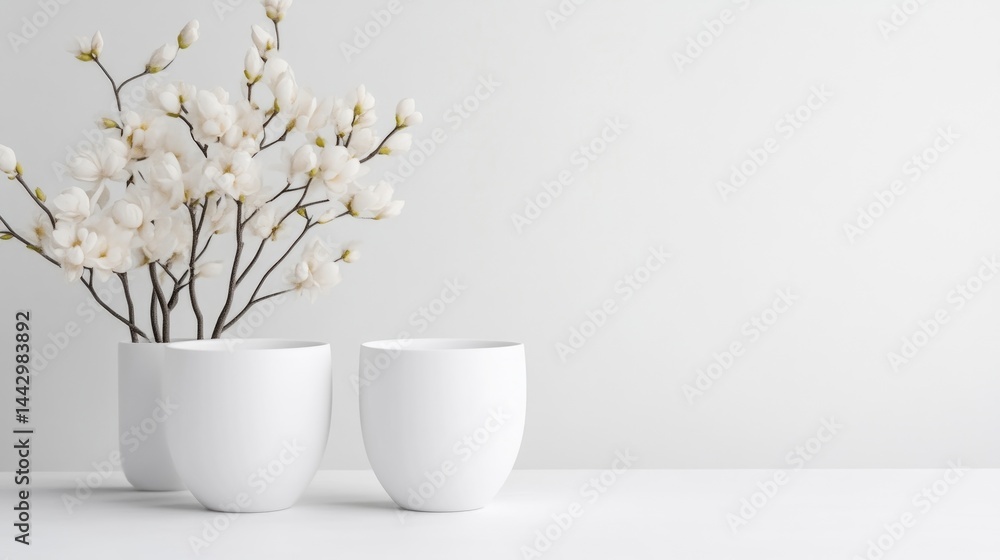 White Blossoms in Simple Vases White Blossoms in Simple Vases