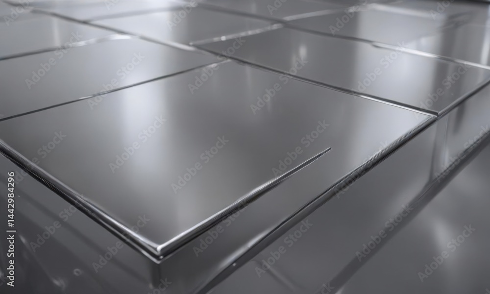 Polished silver surface, high-gloss finish, futuristic feel, industrial, steel Polished silver surface, high-gloss finish, futuristic feel, industrial, steel