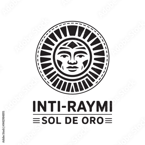 Inti Raymi Sun God Vector Logo - Black and White Icon 2