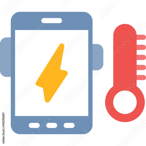Overheating Battery Warning Flat Icon