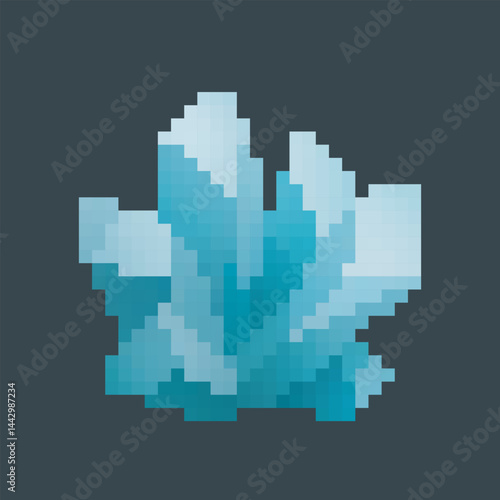 crystal stone in pixel art style with isolated background