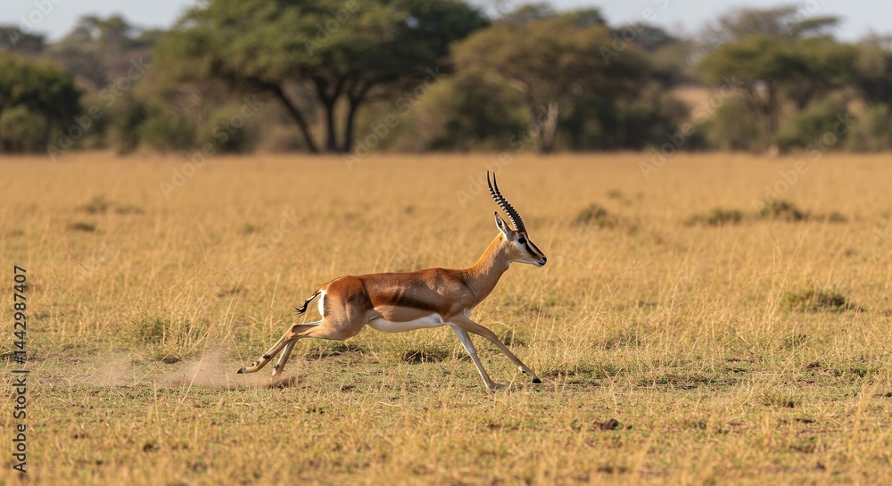 Fototapeta premium Gazelle in motion across savanna