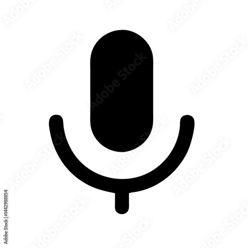 Minimal Microphone Icon - Flat Vector Voice Input Symbol for Smart Assistant and UI Apps