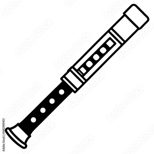 Recorder Flute Vector Icon - Music Instrument Symbol
