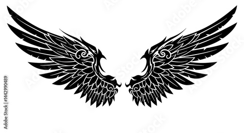 Black vector wings with tribal detailing