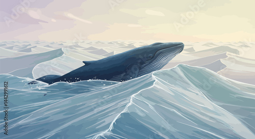 Surreal Whale in Glass Desert