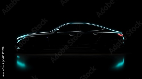Sleek Silhouette: A Modern Luxury Sedan in the Dark