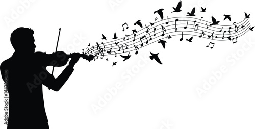 Violinist Transforming into Birds: Freedom and Art