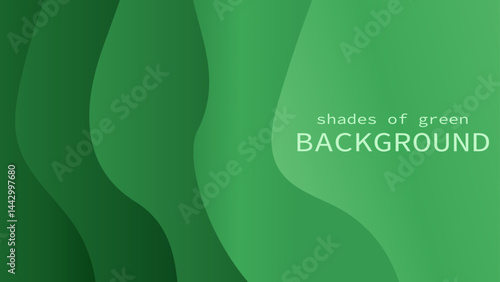 An abstract green background with waves. A green 3d shapes background. The background of ecology and nature in shades of green.