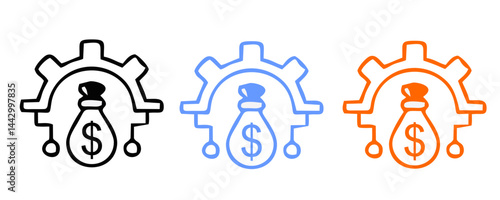 Asset Management icon set with decision making, company, document, client, investor, investment, bank account, wallet, property, digital asset icon. Simple handdrawn vector