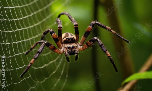 Obraz na płótnie A spider sits atop its intricate web w salonie