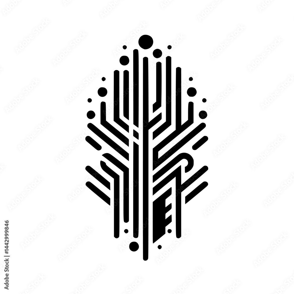 Minimalist Tech-Organic Abstract Tree/Feather Design Minimalist Tech-Organic Abstract Tree/Feather Design