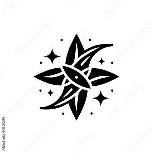 Wallpaper Mural Elegant Stylized Star Graphic Icon with Sparks and Dots - Black and White Design Element Torontodigital.ca