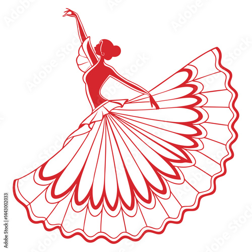 Flamenco Dancer in Red Skirt A Silhouette of Grace and Passion
