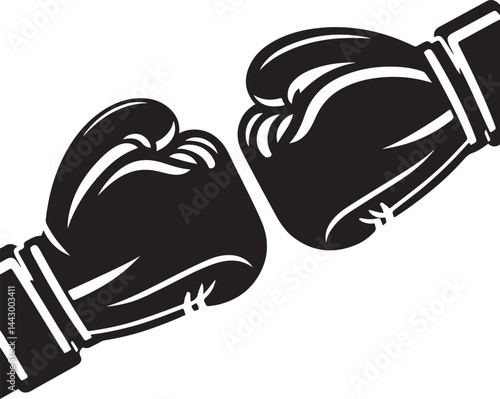 Black And White Illustration Of Two Boxing Gloves Confronting Each Other