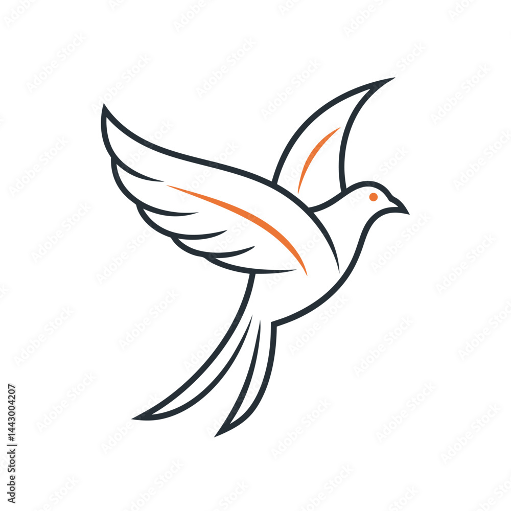 Obraz premium Bird in flight single line art