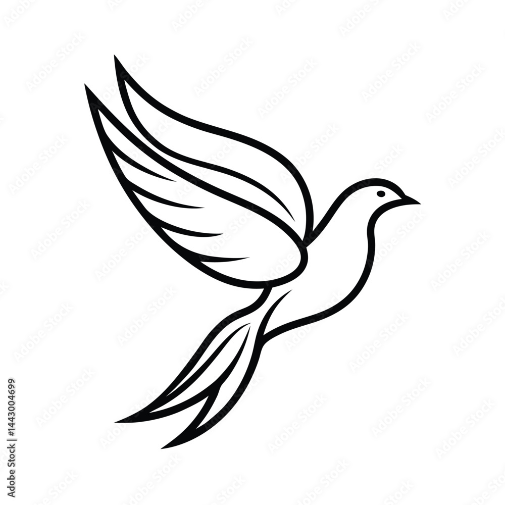 Fototapeta premium Bird in flight elegant single stroke