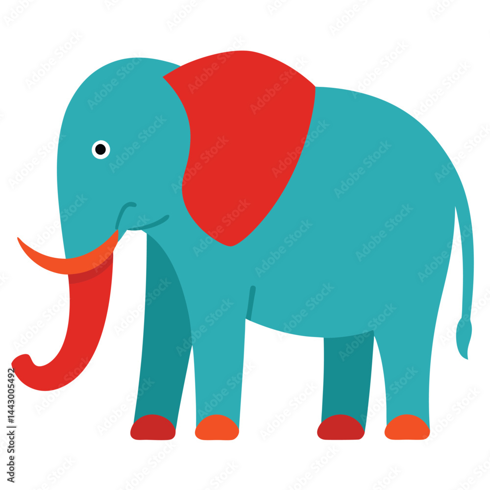 Fototapeta premium Funny baby elephant cartoon, a cute gray mammal vector illustration for wild animal art