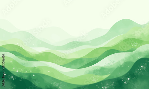 Watercolor Green Hills with White Specks Background
