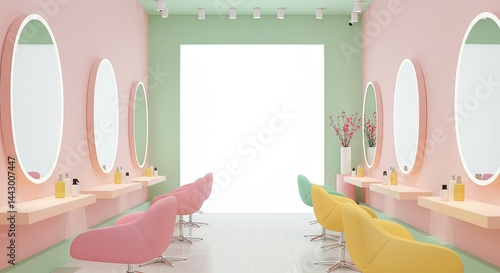 Stylish salon interior with vibrant colors and modern design  