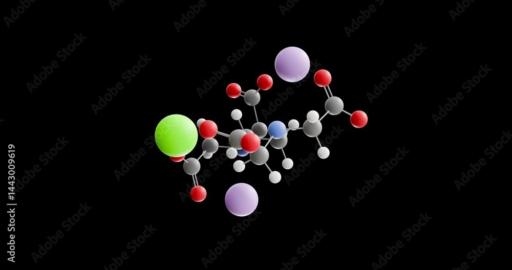 Sodium calcium edetate molecule, rotating 3D model of sodium calcium edta, looped video on a black background Sodium calcium edetate molecule, rotating 3D model of sodium calcium edta, looped video on a black background