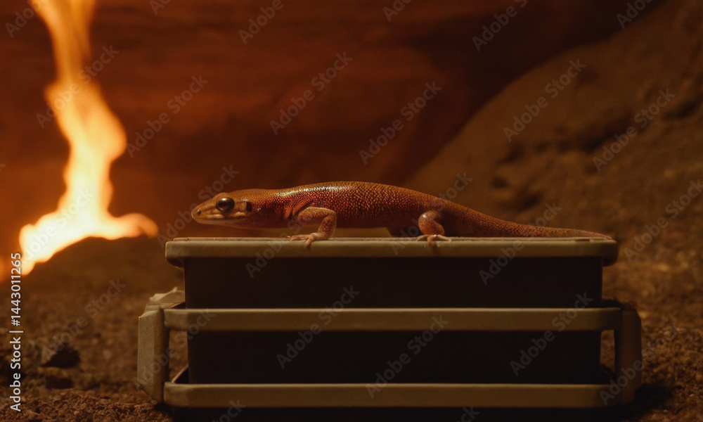 A lizard sits on top of a stack of books, a curious scene of unlikely companions