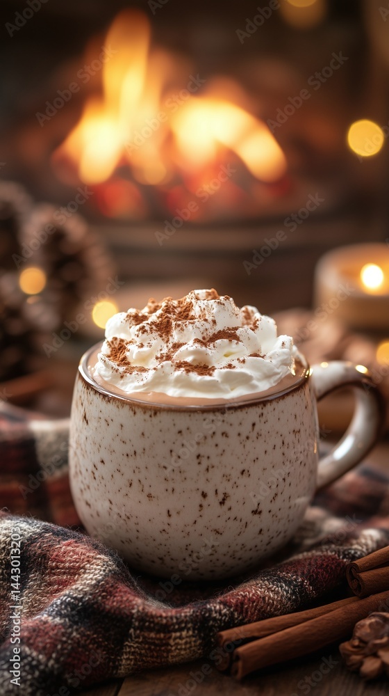 Hygge-Style Hot Chocolate in Rustic Mug Ambience Hygge-Style Hot Chocolate in Rustic Mug Ambience