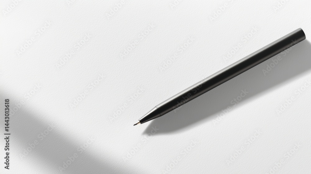Black pen casting a long shadow over a blank notepad, awaiting new ideas. Black pen casting a long shadow over a blank notepad, awaiting new ideas.