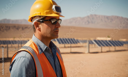 A worker on a construction site wearing protective gear