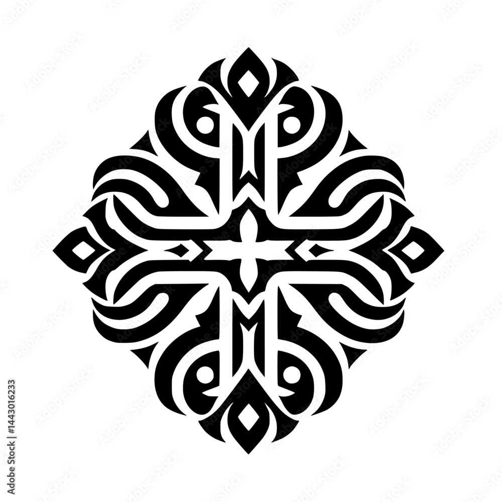 Fototapeta premium Elegant Black and White Abstract Symmetric Motif - Decorative Ornament