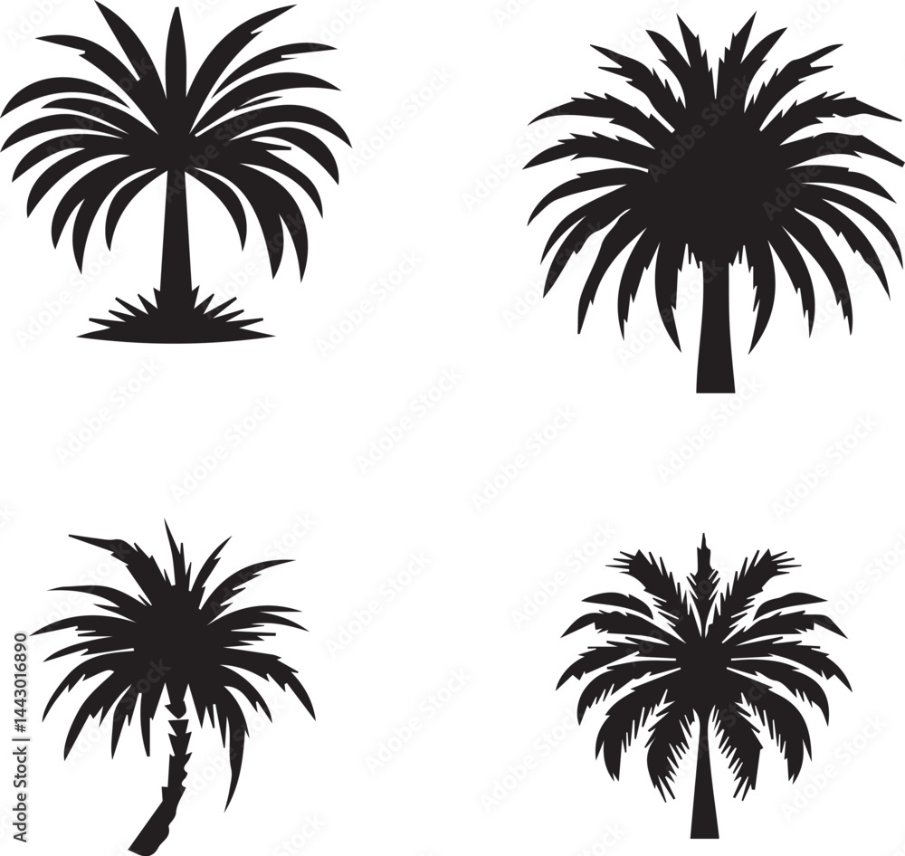 Vector Illustrations of Palm Tree Silhouettes Vector Illustrations of Palm Tree Silhouettes